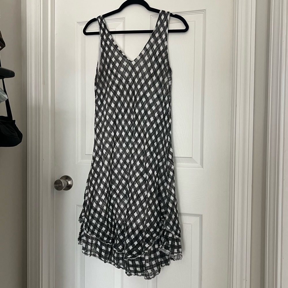 Charlie B Black & White Gingham Midi Tank Dress | Made in Italy | Size L